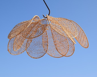 Marokkaanse rotan hanglamp – handgemaakte rieten kroonluchter, boho raffia lampenkap voor woonkamer en eetkamer