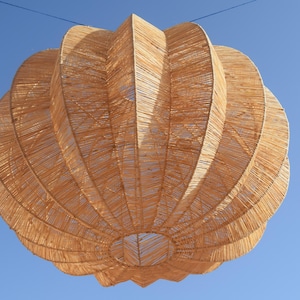 Handmade Moroccan Rattan Light Fixture – Natural Boho Pendant Lamp – Woven Ceiling Chandelier –  eco friendly lighting