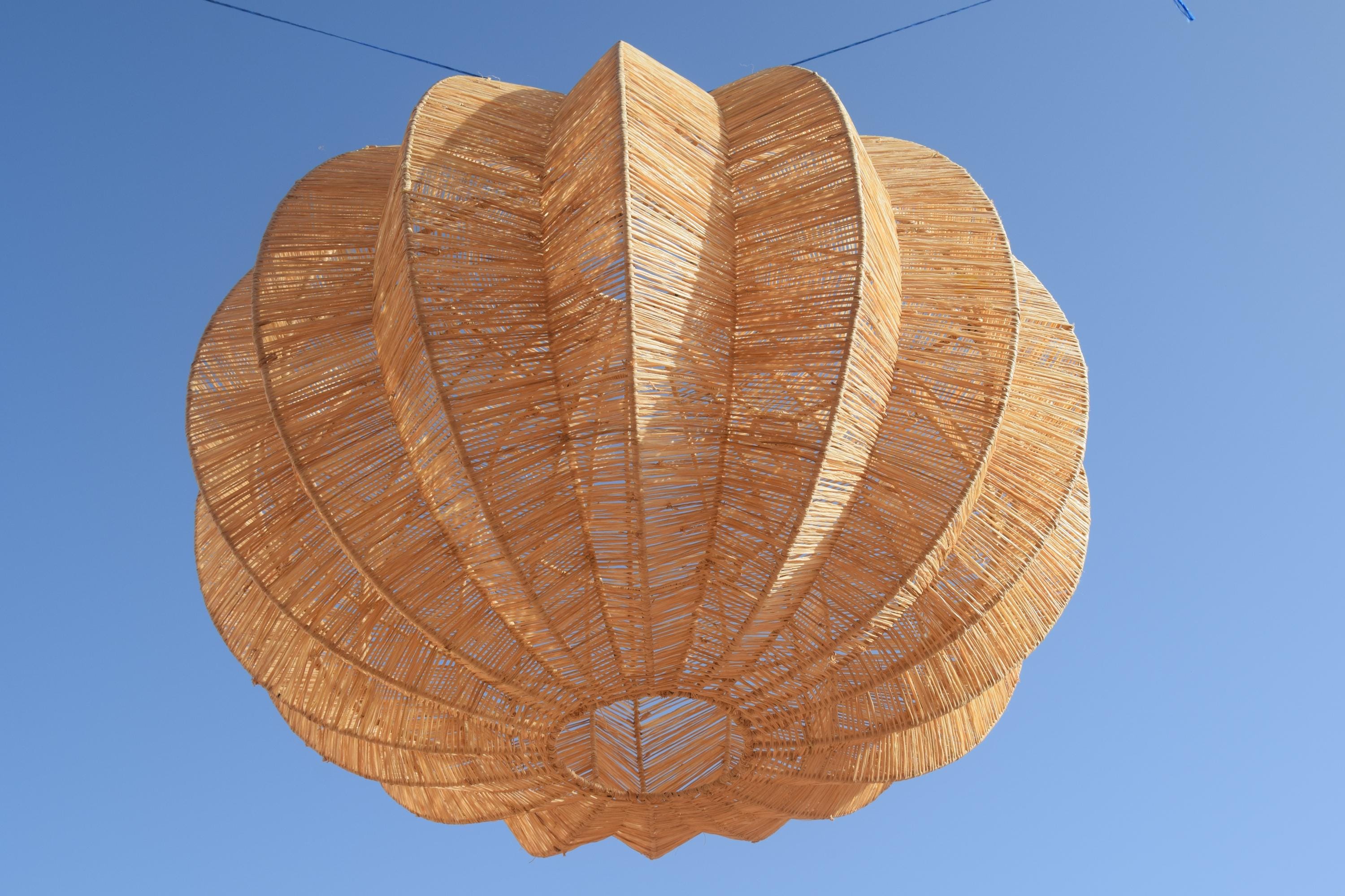 Handmade Moroccan Rattan Light Fixture – Natural Boho Pendant Lamp – Woven Ceiling Chandelier – eco friendly lighting