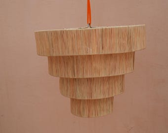 Rattan Ceiling Light Fixture, Handmade Boho Pendant Lamp, Rustic Wicker Chandelier, Coastal Farmhouse Lighting