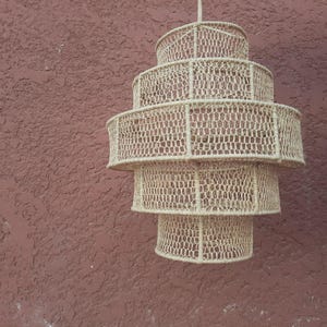 Moroccan rattan lampshade-straw pendant light-Hanging lamp-Pendant Lights-Personalizad Gifts