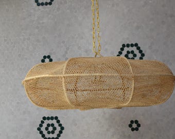 Boho Wicker Pendant Light, Handmade Ceiling Lamp, Rustic Rattan Chandelier, Eco Japandi Lighting