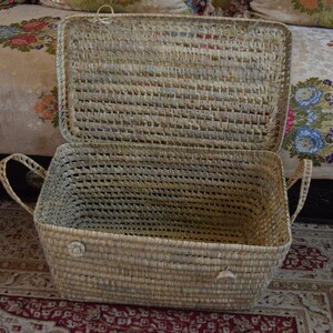 Storage Baset,Wicker Storage Trunk, Rectangular Storage Basket,Palm Leaf Storage image 7