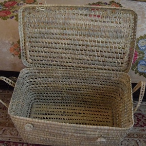 Storage Baset,Wicker Storage Trunk, Rectangular Storage Basket,Palm Leaf Storage image 6