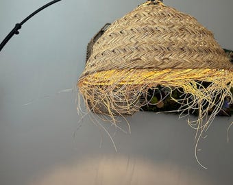 Handmade Eco Pendant Lamp, Rustic Rattan Ceiling Light, Boho Chandelier, Japandi Wicker Lighting