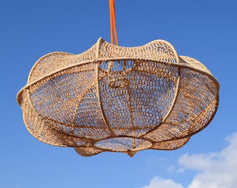 Handwoven Rattan Pendant Light – Large Boho Wicker Lampshade