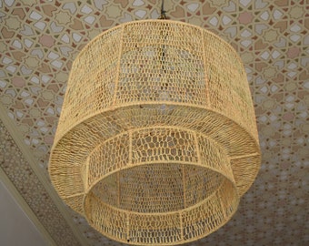 Wicker lampshade Moroccan hanging lamp rattan straw chandelier