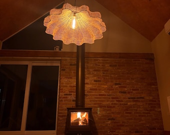 Oversized Rattan Pendant Light | Large Boho Wavy Chandelier | Natural Handmade Statement Ceiling Lamp