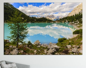 Mountain lake in Alps canvas print Nature photography lake in the mountains Beautiful mountain landscape canvas art large canvas print
