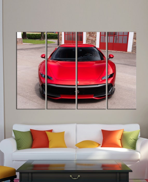 RED FERRARI SPORTS CAR CANVAS PICTURE PRINT WALL ART HOME DECOR FREE DELIVERY