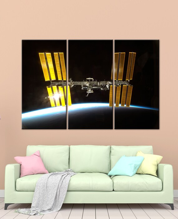 International Space Station Canvas Print Wall Art Decoration Earths Orbit Nasa Space Canvas Large Print Space Art Earth In Space Wall Art