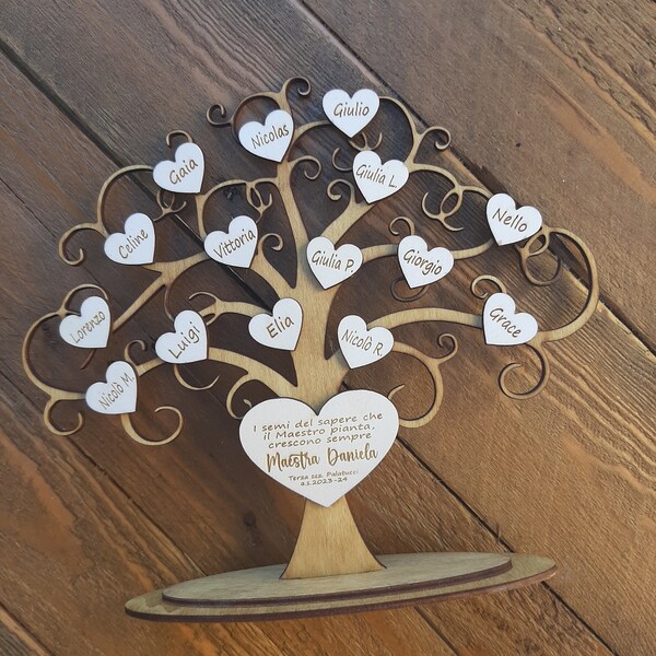 Albero della vita maestre, regalo scuola, famiglia, personalizzabile, legno