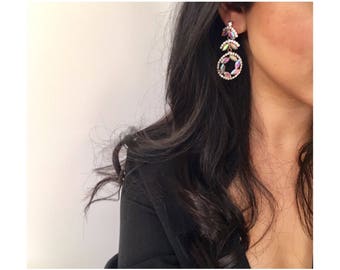 Statement circle drop chandelier earrings