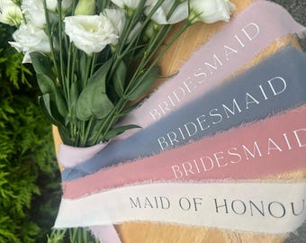 Personalised bridesmaid maid of honour wedding bouquet ribbon keepsake
