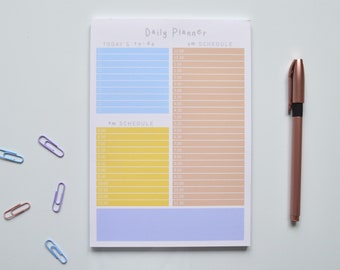 Bloc de notas diario Sunrise / A5 / Bloc de notas con planificador diario - Bloc de notas pastel - Papel de colores - Planificador semanal - Bloc de notas - Bloc de notas - Horario