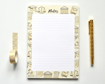Law Design A5 Notepad | Desk Pad Planner, Law Student Notes, Law Student Gifts, Student Notes Template, Student Stationery Notepad, Planner