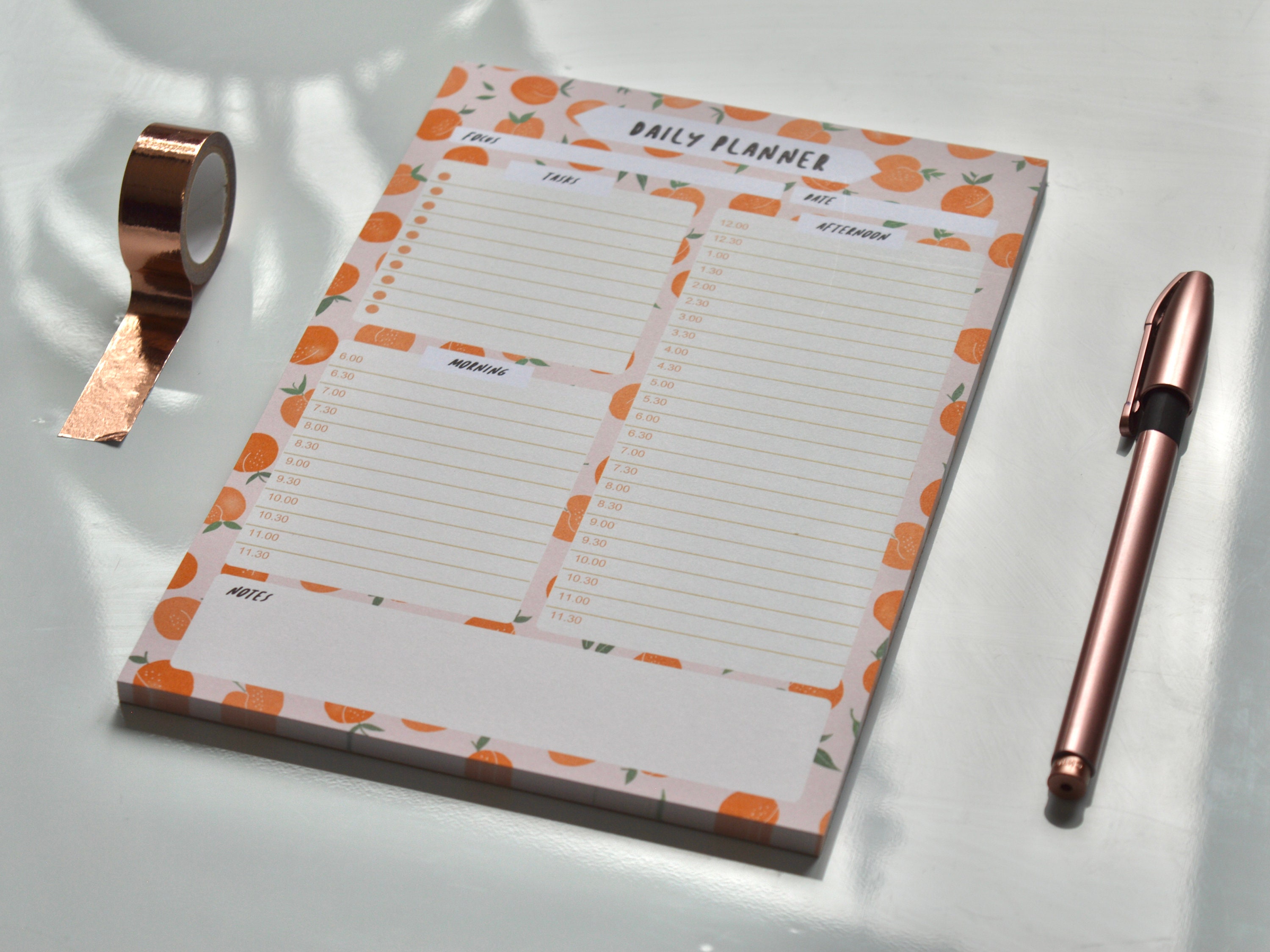 Peach | A5 Daily Planner Desk Pad - Daily Organiser - Today Planner ...