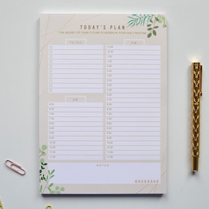 Spring Leaves | A5 Daily Planner Pad | Daily Planner Notepad - Desk Pad - Organiser - Weekly Planner - Notepad - Memo Pad - Schedule