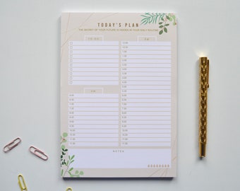 Spring Leaves | A5 Daily Planner Pad | Daily Planner Notepad - Desk Pad - Organiser - Weekly Planner - Notepad - Memo Pad - Schedule