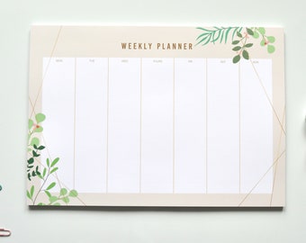 Spring Leaves A4 Weekly Desk Planner Pad | Weekly Planner Pad - Weekly SchedulePlanner - Desk Pad - Personal organiser - notepad