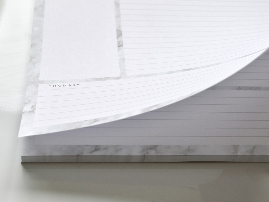 Marble | A4 Cornell Notepad - Weekly Planner Organiser - Leafy Desk Pad ...