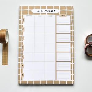 Coffee Grid A5 Meal Planner Pad | Meal planner notepad, food diary, diet planner, meal prep, meal planner for fridge, food organiser, desk