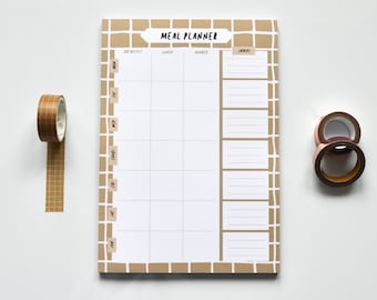 Coffee Grid A5 Meal Planner Pad | Meal planner notepad, food diary, diet planner, meal prep, meal planner for fridge, food organiser, desk