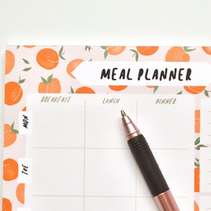 Peach A5 Meal Planner Pad Food Organiser Desk Pad Daily Planner Desk pad Weekly Planner Pad Stationery Gifts image 2