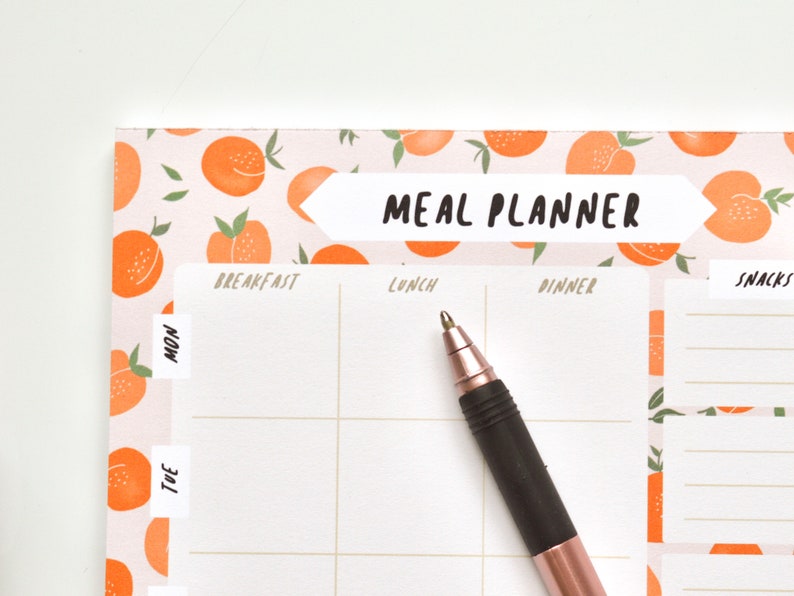 Peach A5 Meal Planner Pad Food Organiser Desk Pad Daily Planner Desk pad Weekly Planner Pad Stationery Gifts image 2