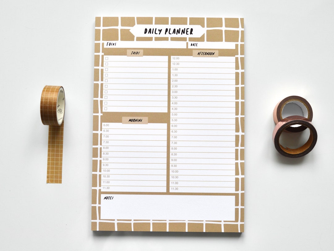 Daily Plan Grid Coffee Grid A5 Daily Planner | Daily Organiser Pad, Daily Schedule Pad ...