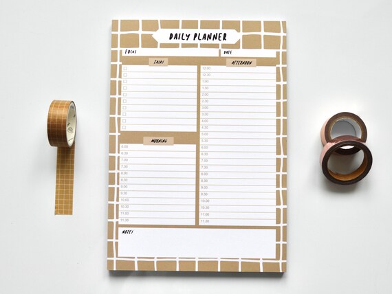 Coffee Grid A5 Daily Planner | Daily Organiser Pad, Daily Schedule Pad, Daily Planner Pad, Daily Planner Hourly, Daily Routine, Lifestyle