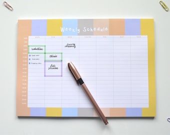 Sunrise |  A4 Weekly Schedule Planner Pad - Time-blocking - Weekly Planner - Desk Pad To Do - Timetable Pastel Colourful Planner  Organiser