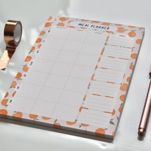 Peach A5 Meal Planner Pad Food Organiser Desk Pad Daily Planner Desk pad Weekly Planner Pad Stationery Gifts image 3