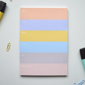 Sunrise | A5 Weekly Desk Pad | Notepad - Organiser - Pastel Colourful Planner - Weekly Planner - Daily Planner Pad - Colourblock organiser
