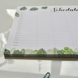 Monstera A4 Weekly Schedule Planner Pad Weekly Planner Organiser Leafy Desk Pad weekly planner Timetable Planner Organiser image 4