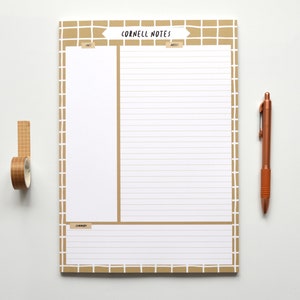 Coffee Grid A4 Cornell Notepad | Cornell Notes Template, Cornell Notebook Planner, Student Notes Template, Study Notepad, Summary Notes