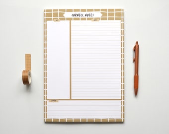 Coffee Grid A4 Cornell Notepad | Cornell Notes Template, Cornell Notebook Planner, Student Notes Template, Study Notepad, Summary Notes