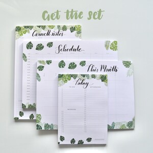 Monstera A4 Weekly Schedule Planner Pad Weekly Planner Organiser Leafy Desk Pad weekly planner Timetable Planner Organiser image 5