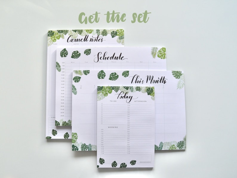 Monstera A4 Weekly Schedule Planner Pad Weekly Planner Organiser Leafy Desk Pad weekly planner Timetable Planner Organiser image 5