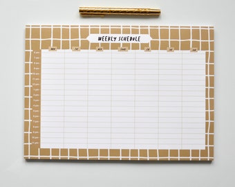 Coffee Grid A4 Weekly Schedule Planner Desk Pad | Weekly Organiser Planner Pad, Daily Organiser Planner Notepad, Neutral Timetable Organiser