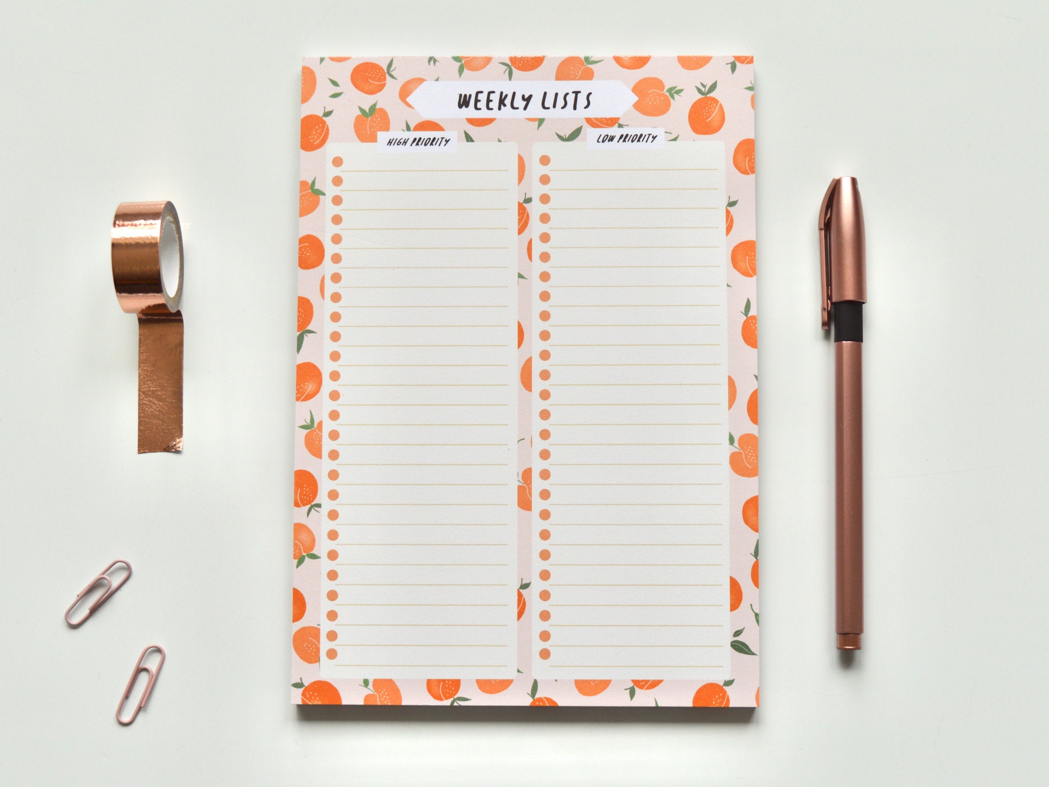 Peach a5 to do list pad weekly lists organiser desk pad etsy uk