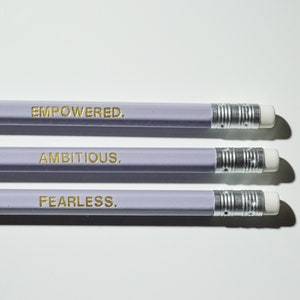 Empowered Pencils - Sustainable Quote Pencil Set | Gold Foiled Personalised Pencils, Minimalistic Pencil Set, Gifts for Stationery Lover