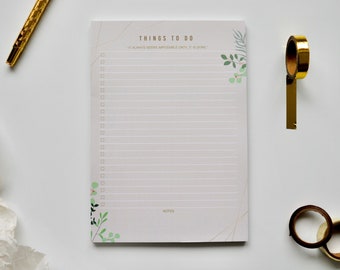 Spring Leaves | A5 To Do List Pad - Daily Planner - Desk Pad - Organiser - Weekly Planner
