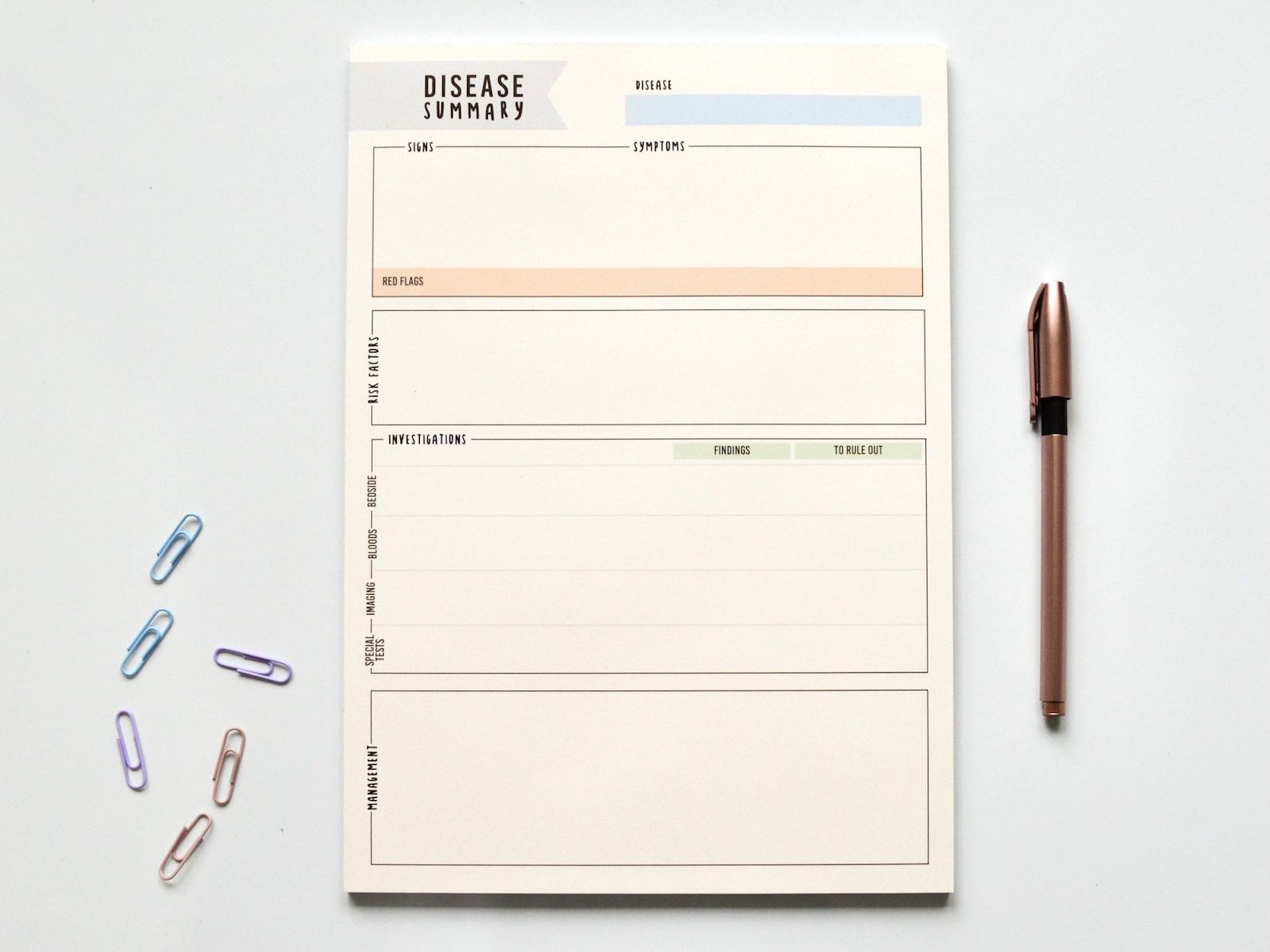 A4 Disease Summary Notepad for Medical Students Nursing Etsy