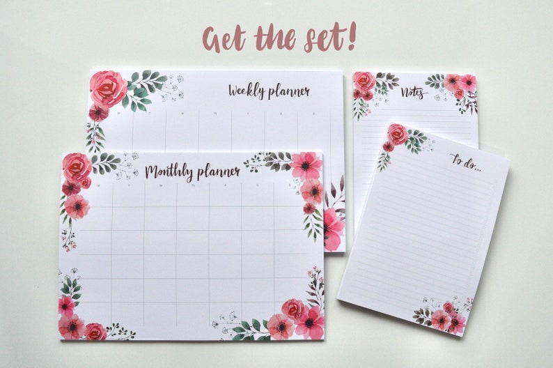 Vintage Flowers | Eco-friendly A4 Weekly Desk Planner Pad - Weekly ...