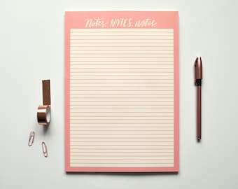 Pink A4 Notepad | Notetaking Template, Notepad for Students, Girls Stationery, Pinky Paper Pad, Cute Desk Notepad, Stationery Lover Gift