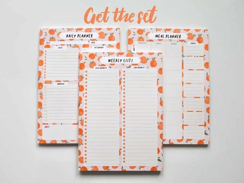 Peach A5 Meal Planner Pad Food Organiser Desk Pad Daily Planner Desk pad Weekly Planner Pad Stationery Gifts image 4