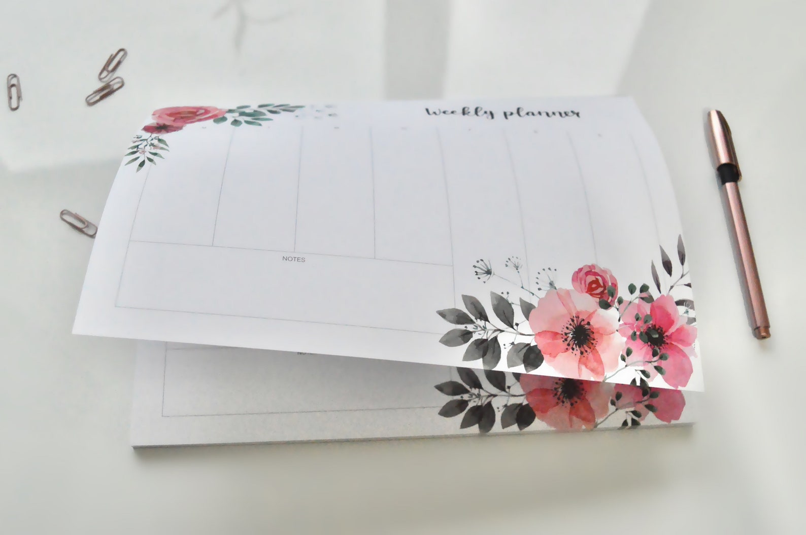 Vintage Flowers | Eco-friendly A4 Weekly Desk Planner Pad - Weekly ...