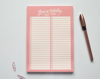 Pink A5 To do List Desk Pad | Gifts for Stationery lover, daily organiser pad, to do notepad, pink notepad, pink notebook, pinky planner pad