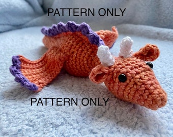 Baby Dragon Rattle Amigurumi PATTERN, crocheted dragon baby toy